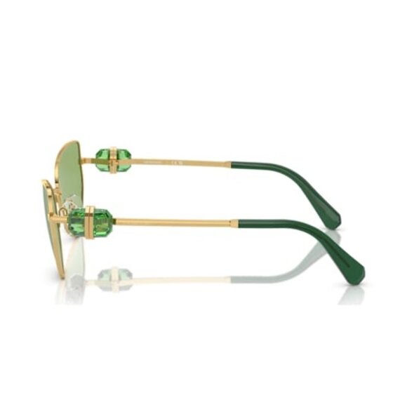 Swarovski Green Lens Gold Frame Cat Eye Sunglasses